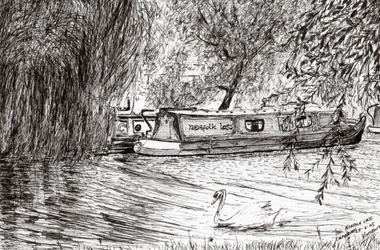 Barcos estreitos Cambridge, 2005, (tinta no papel)